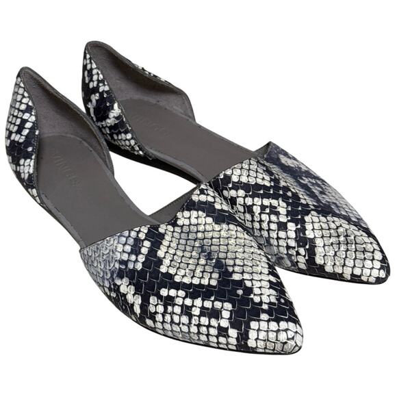Vince Women Classic Leather Snake Skin Pointed Toe Flats Size 8 - Picture 1 of 9